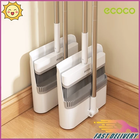 Ecoco 2-in-1 Broom and Dustpan Set with Comb – 180° Rotating Foldable Space-Saving Cleaning Tool
