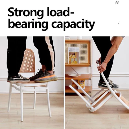 Stackable Plastic Rattan Chair with Backrest | Breathable Heat Dissipation Chair | Durable Indoor Outdoor Chair for Home Garden Patio