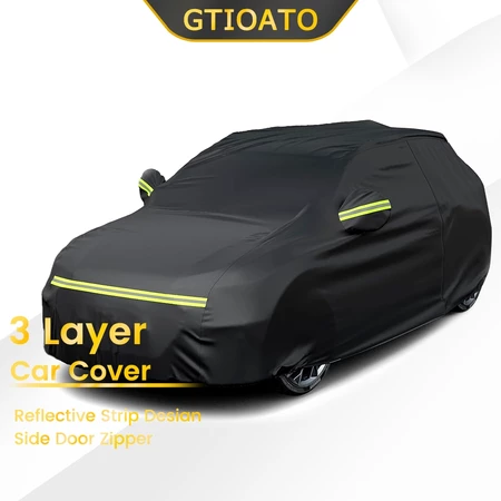 GTIOATO 3 Layer Waterproof Sunproof Car Cover All Weather Protection Universal Fit for Sedan SUV Hatchback MPV Pickup