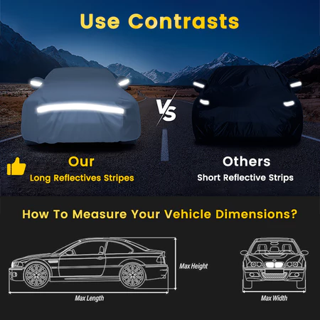 GTIOATO 3 Layer Waterproof Sunproof Car Cover All Weather Protection Universal Fit for Sedan SUV Hatchback MPV Pickup