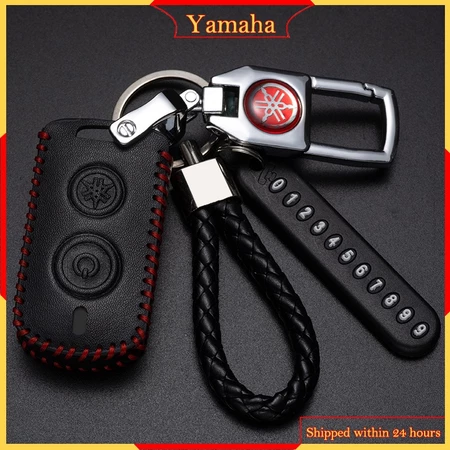 Yamaha NMAX Aerox S XMAX Sniper Remote Key Leather Case Cover with Keychain Protective Smart Key Holder for Motorcycle