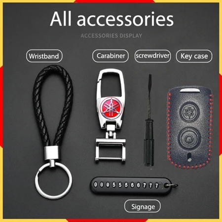 Yamaha NMAX Aerox S XMAX Sniper Remote Key Leather Case Cover with Keychain Protective Smart Key Holder for Motorcycle