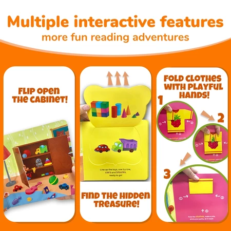 BEAR TALE Habit Pal Kids Interactive Sliding Book Push Pull Mechanism Early Education Learning Toy Book