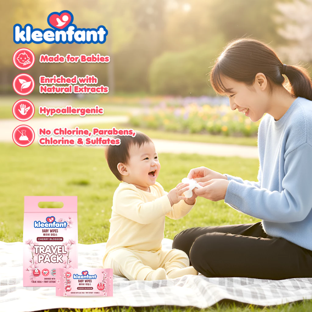 Kleenfant Cleansing Wipes Travel Pack 11 Sheets Mini Wet Wipes Pack of 6 Gentle Baby Wipes On The Go