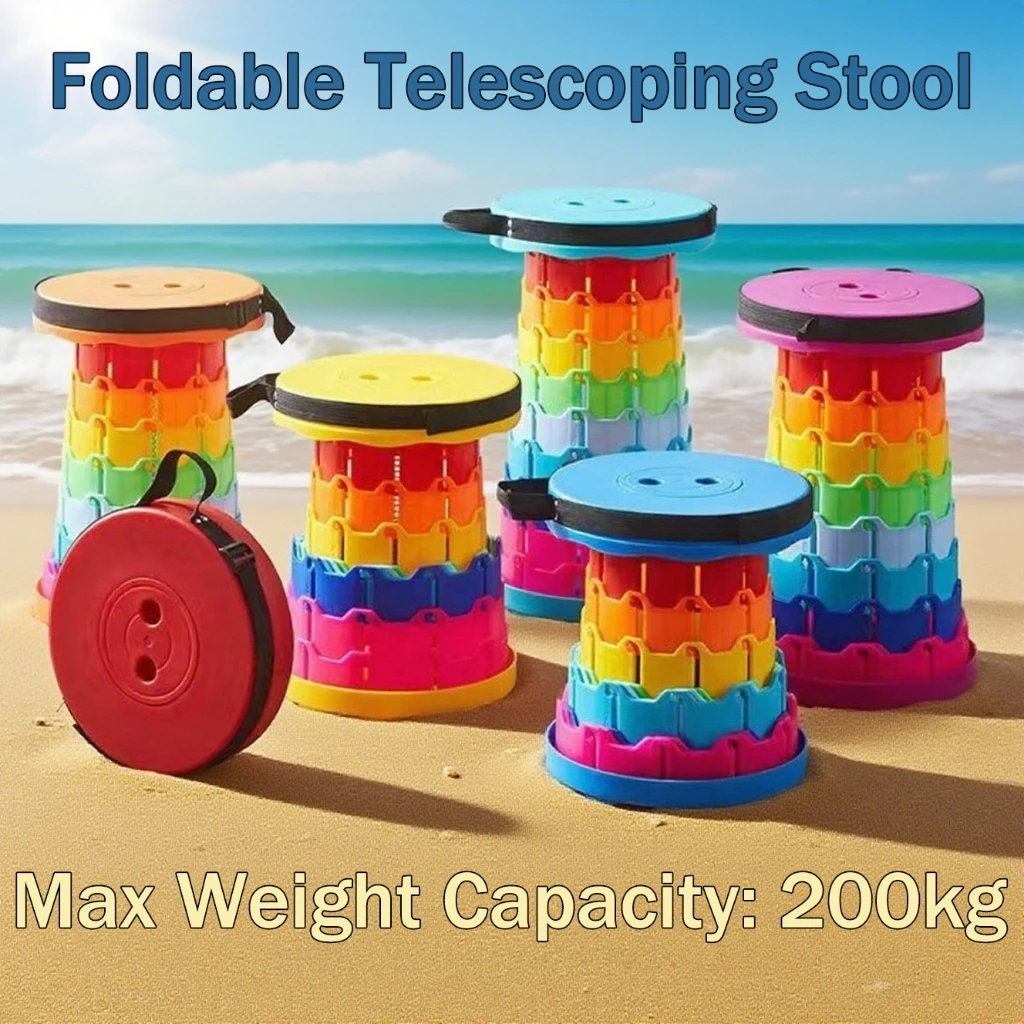 Outdoor Foldable Telescopic Stool Portable Camping Chair for Beach Fishing Travel Picnic Lightweight Compact Seat COD