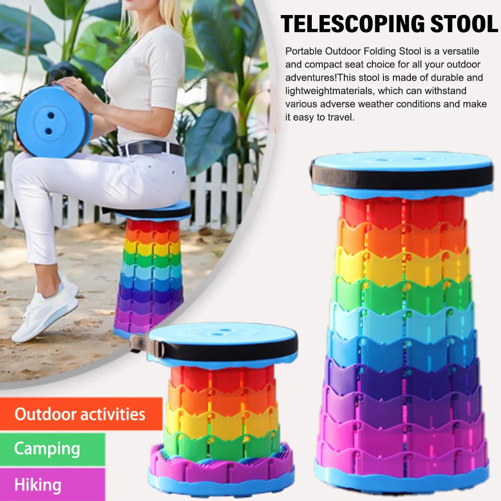 Outdoor Foldable Telescopic Stool Portable Camping Chair for Beach Fishing Travel Picnic Lightweight Compact Seat COD