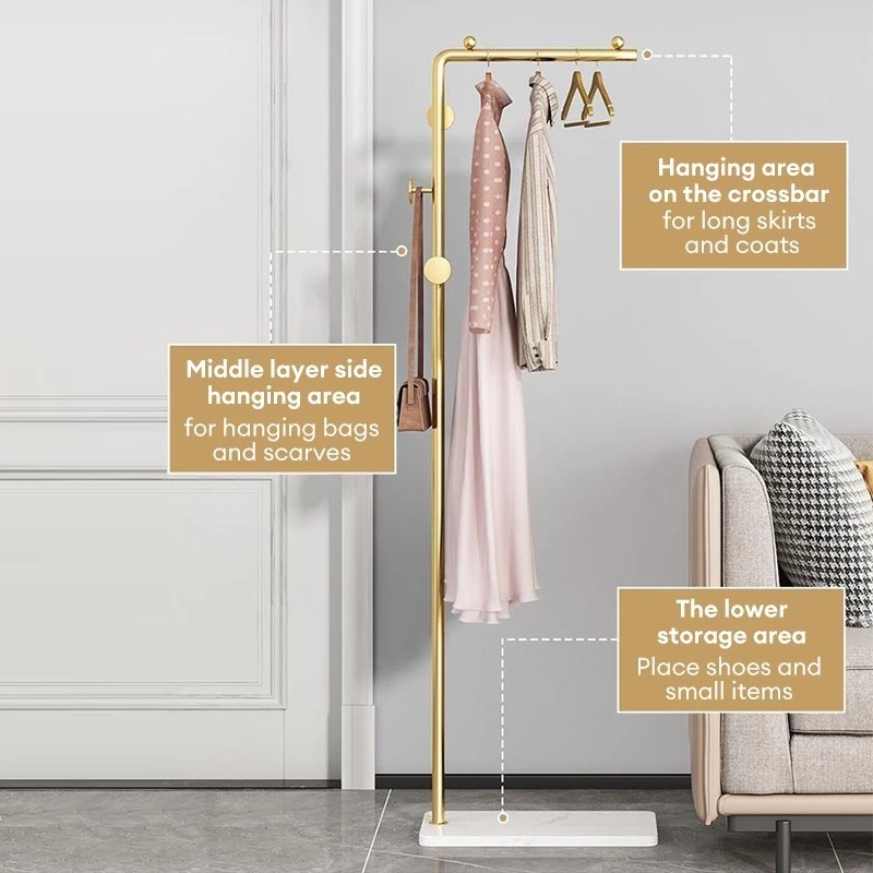 ATTICLIVING Modern Iron Clothes Rack Coat Stand for Bedroom Storage Clothes Trousers Scarves Bags Umbrella Organizer