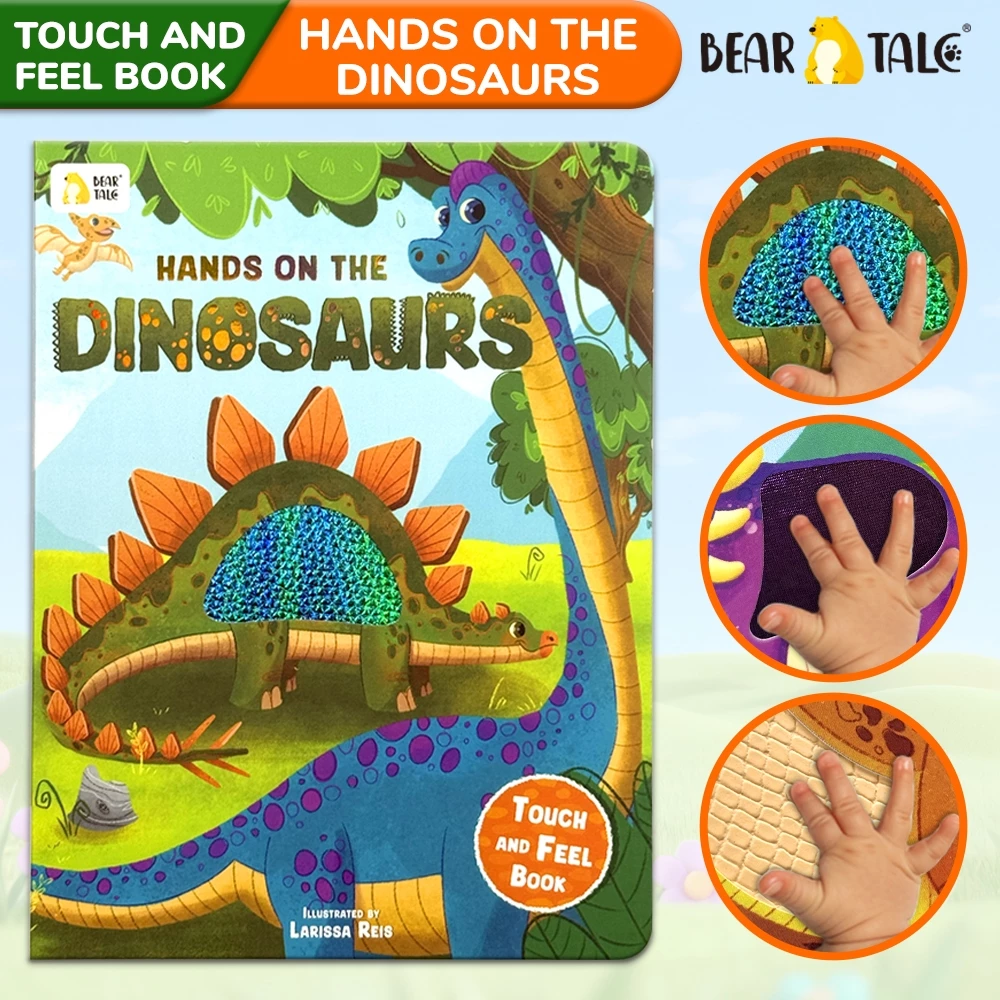 BEAR TALE Kids Touch and Feel Dinosaur Book Sensory Learning Educational Picture Book for Toddlers