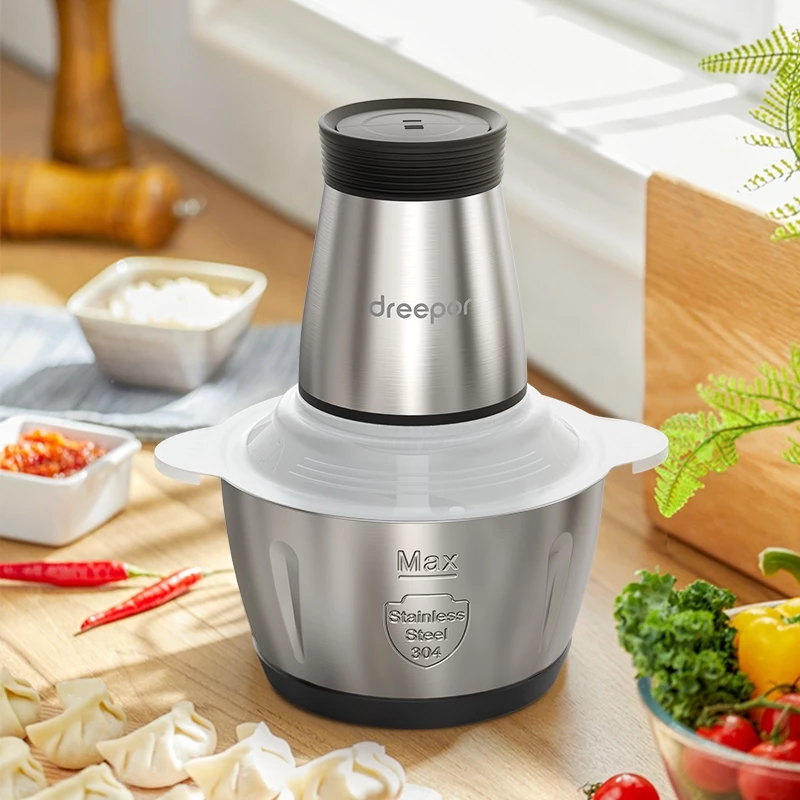 Dreepor Electric Meat Grinder Food Processor 2L 3L 5L Capacity Kitchen Appliance for Meat Vegetables Blender Chopper