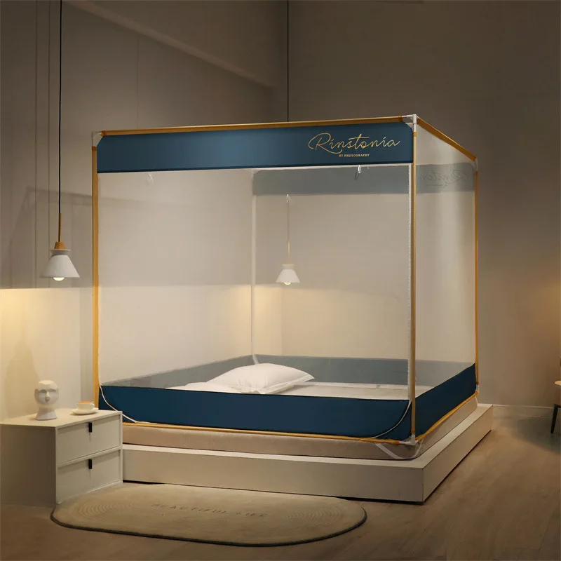 MC Mosquito Net Fully Enclosed Family Curtain with Zipper Anti Mosquito Tent Bed Net for Double Queen King Size Bed Protection