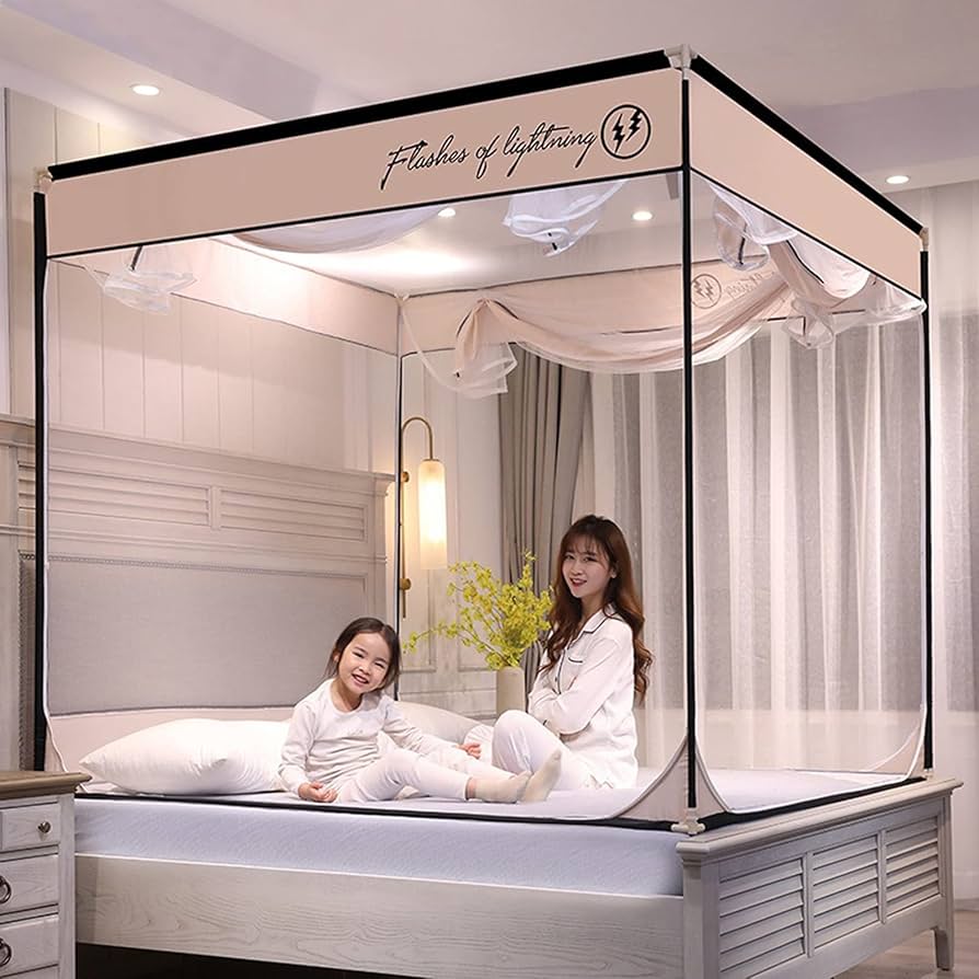 MC Mosquito Net Fully Enclosed Family Curtain with Zipper Anti Mosquito Tent Bed Net for Double Queen King Size Bed Protection