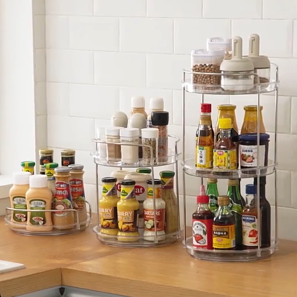 Rotating Spice Rack Multipurpose Turntable Organizer for Cabinet Kitchen Pantry Space Saving Storage Rack