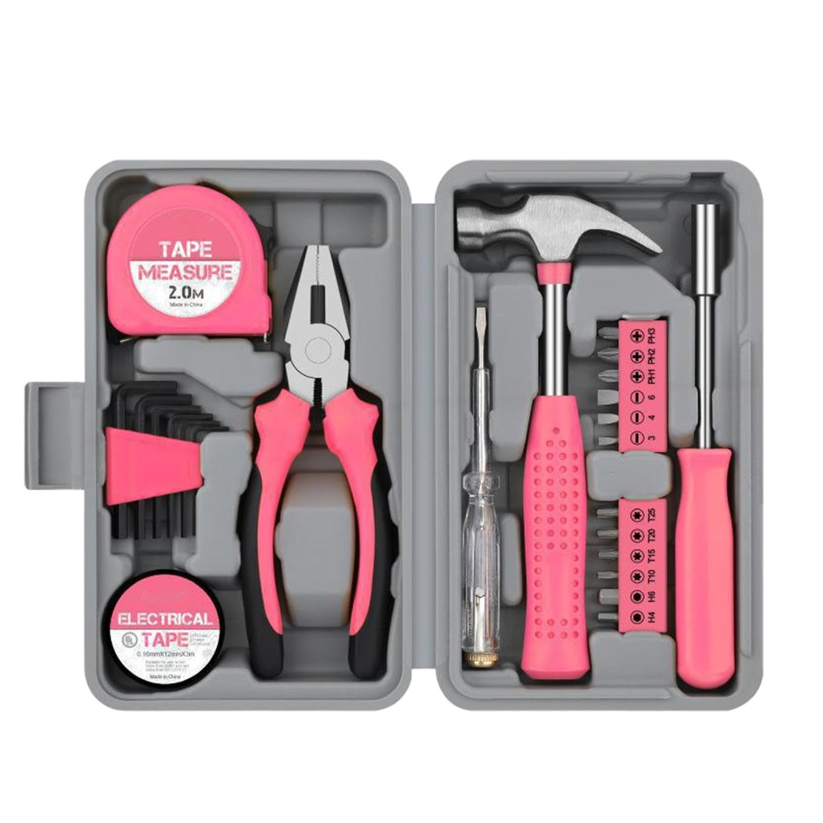 Multifunctional Household Tool Set Pink 24pcs Complete Home Repair Kit for Women Daily Use Basic DIY Tools Set
