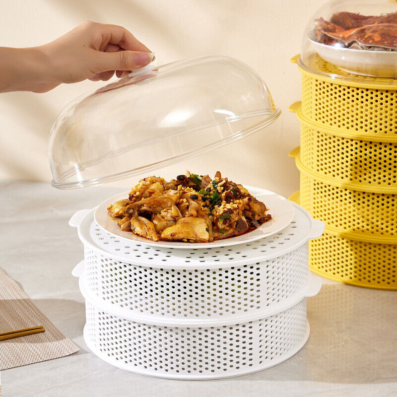 Hollow Vegetable Cover Multi Layer Basket for Food Storage Rice Dish Cover Kitchen Dining Table Organizer