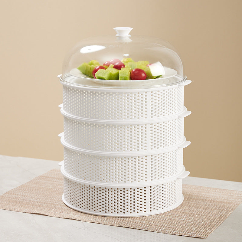 Hollow Vegetable Cover Multi Layer Basket for Food Storage Rice Dish Cover Kitchen Dining Table Organizer